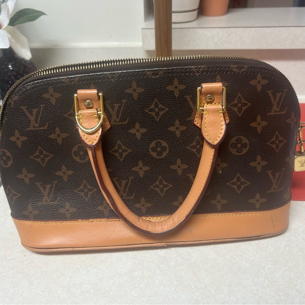 Louis Vuitton Black and Tan Monogram Satchel